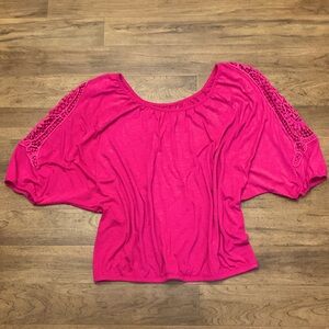 LANE BRYANT DOLMAN CROCHET SLEEVE BLOUSE